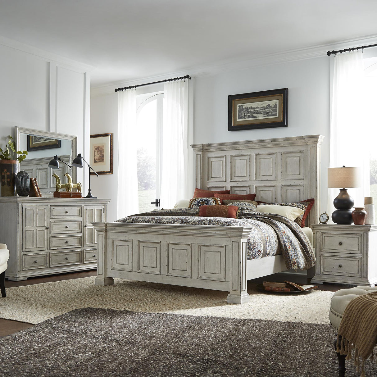 Big Valley King Panel Bed, Dresser & Mirror, Nightstand - Furniture World