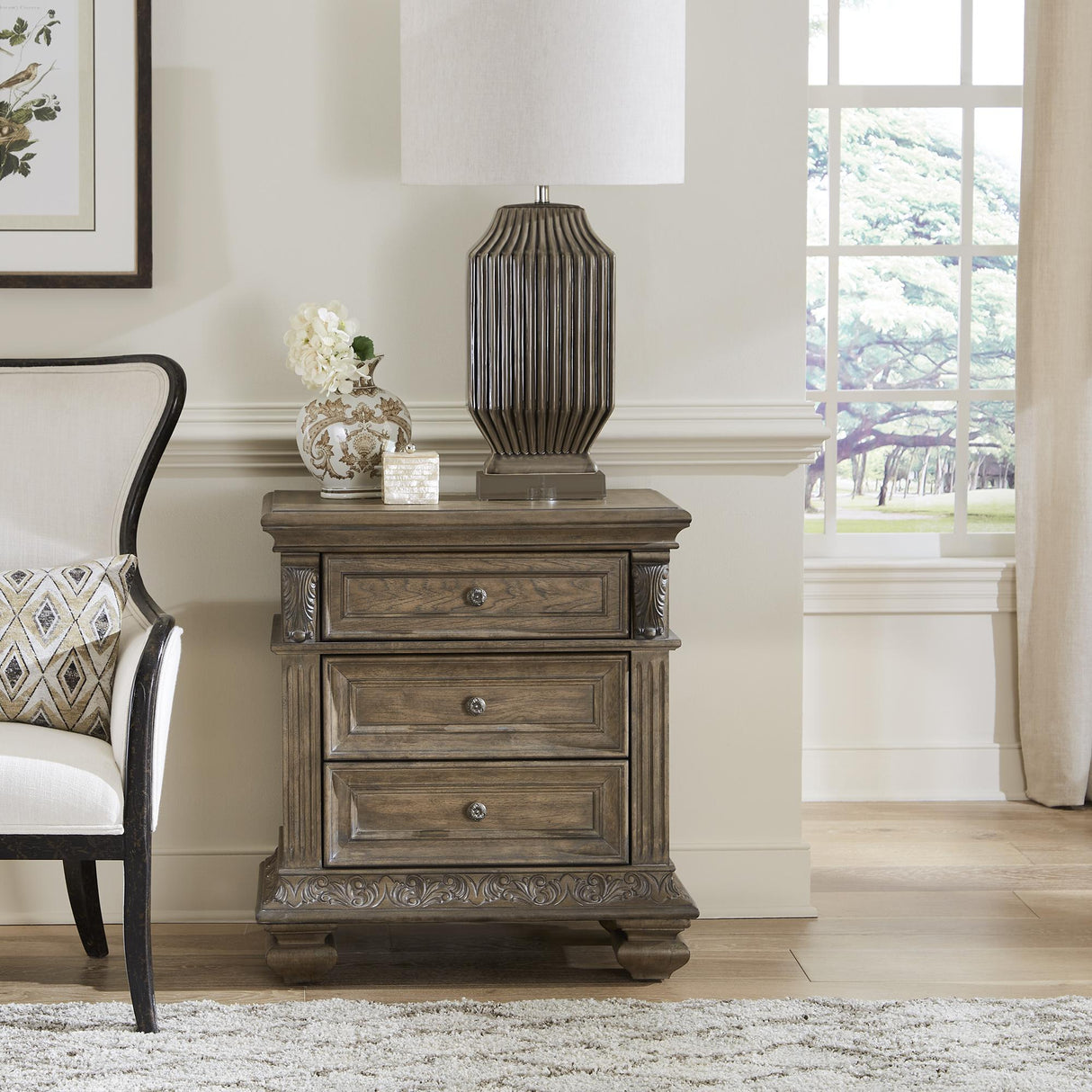 Carlisle Court 3 Drawer Nightstand with Charging Station - Furniture World