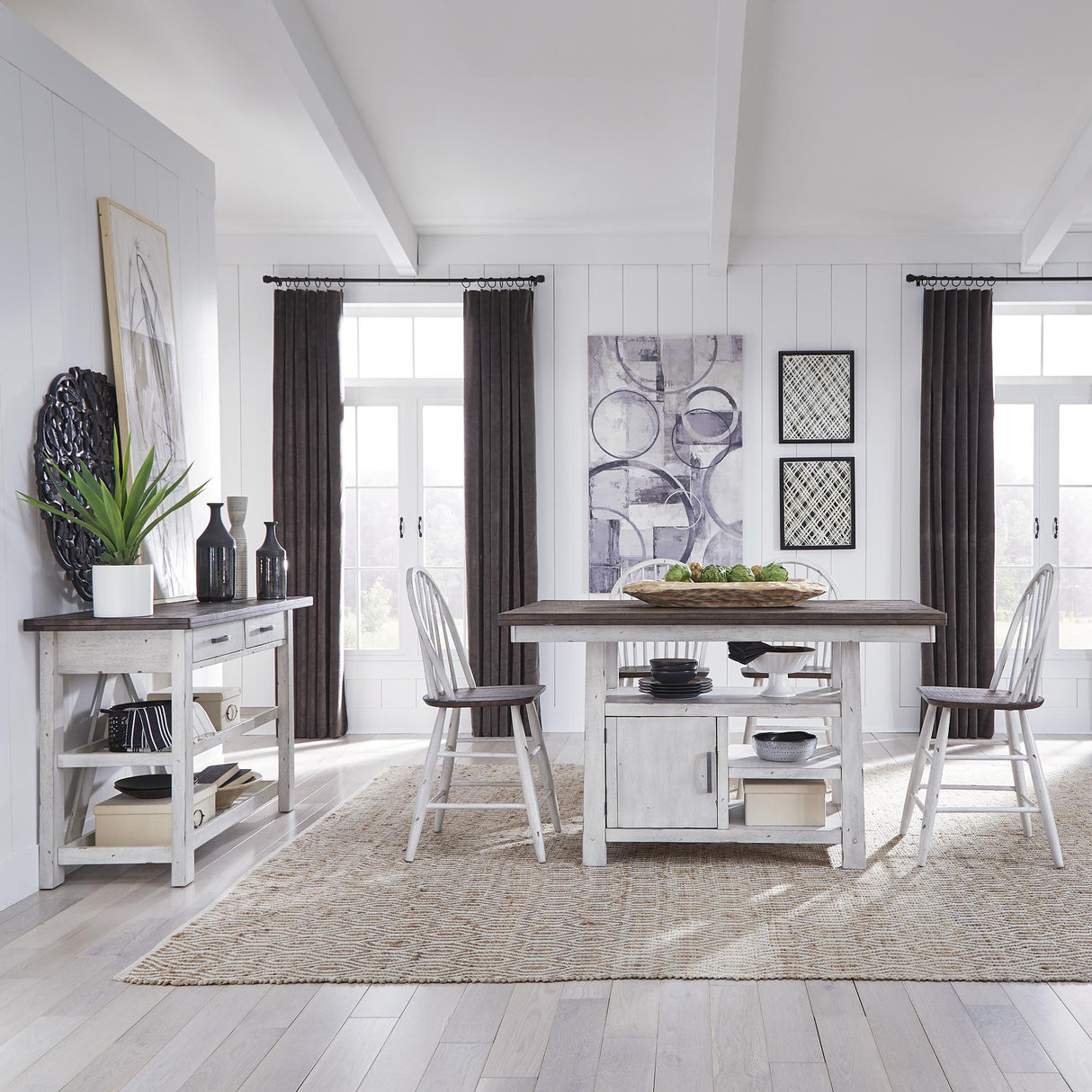 Farmhouse 5 Piece Gathering Table Set - Furniture World