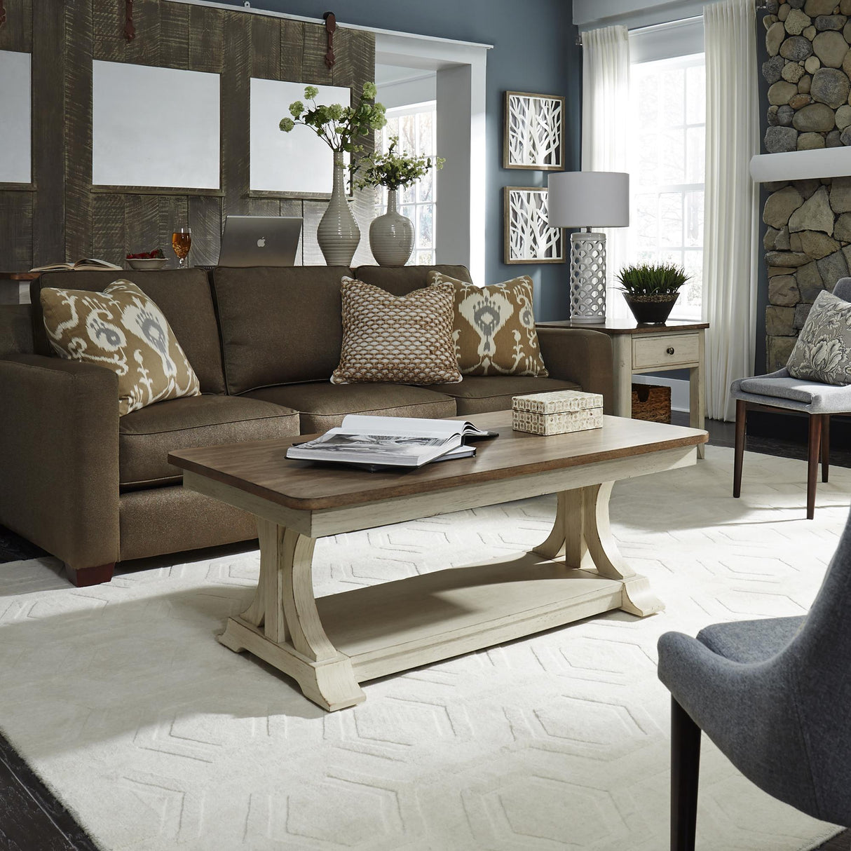 Farmhouse Reimagined 3 Piece Set (1-Cocktail 2-End Tables) - Furniture World