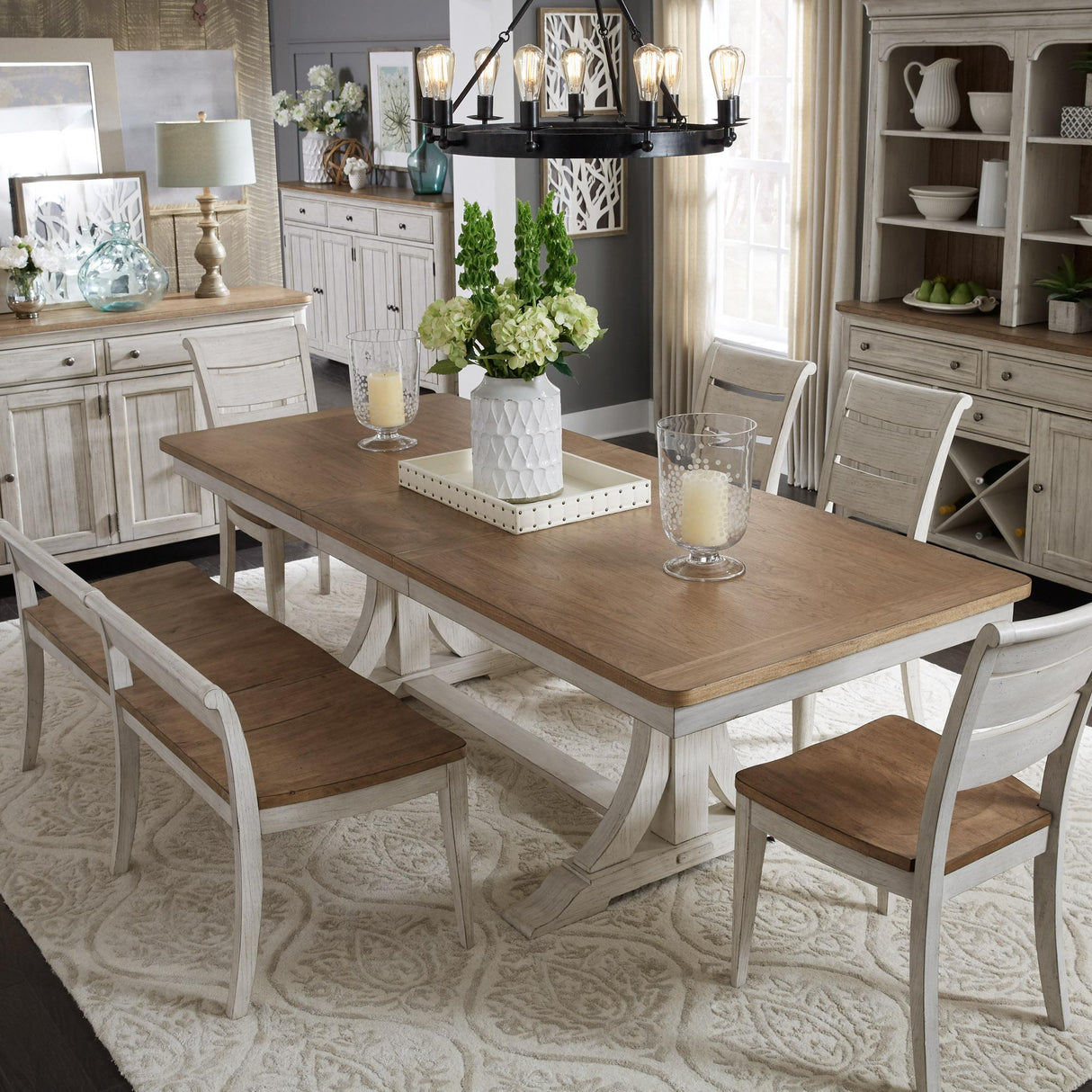 Farmhouse Reimagined 6 Piece Trestle Set - Furniture World