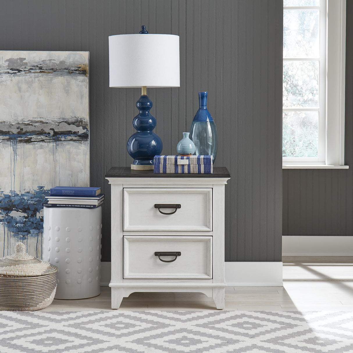 Allyson Park 2 Drawer Nightstand w/ Charging Station - Furniture World