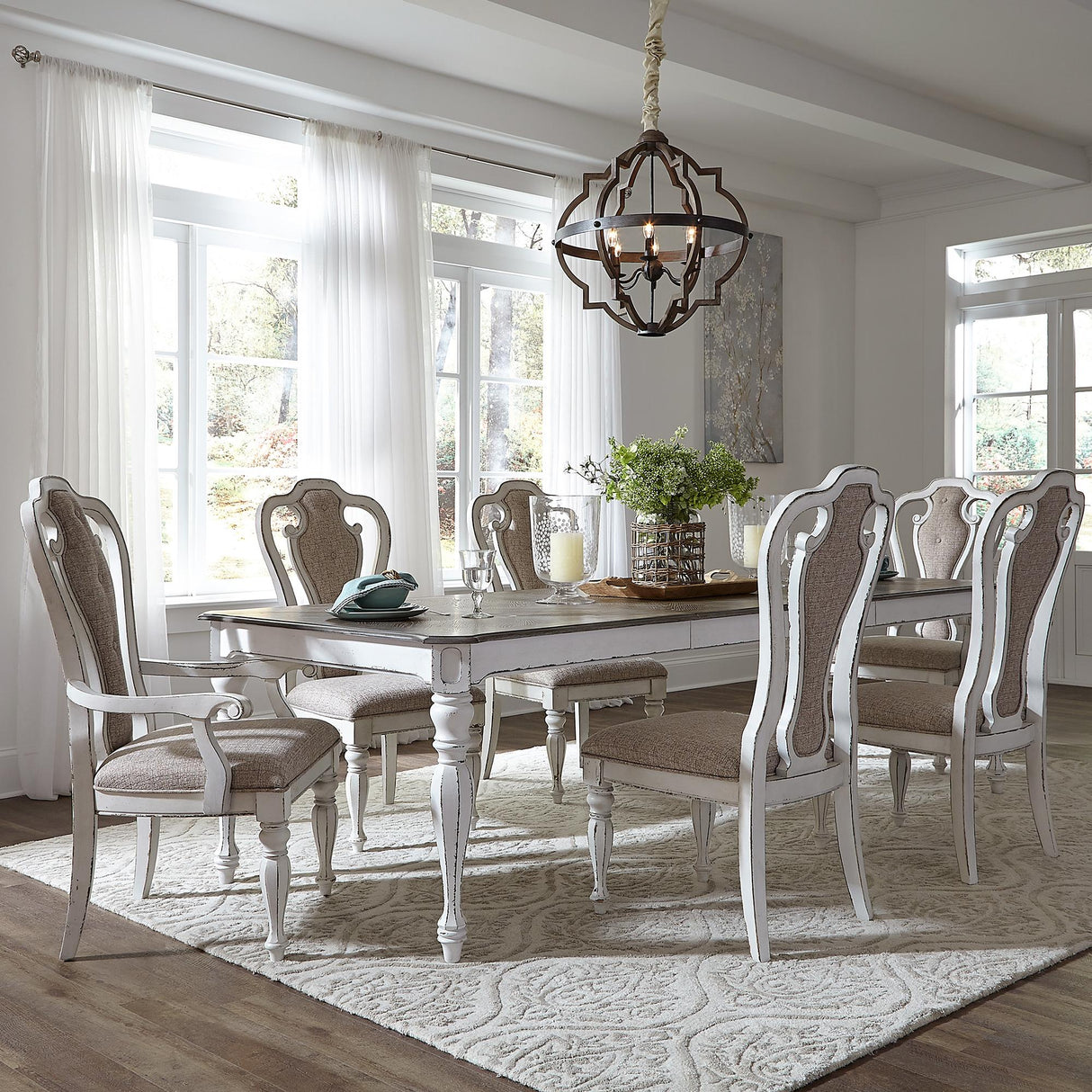 Magnolia Manor 7 Piece Leg Table Set - Furniture World
