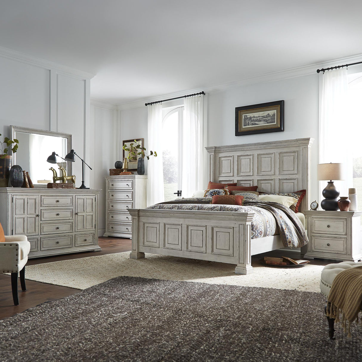 Big Valley King California Panel Bed, Dresser & Mirror, Chest, Nightstand - Furniture World