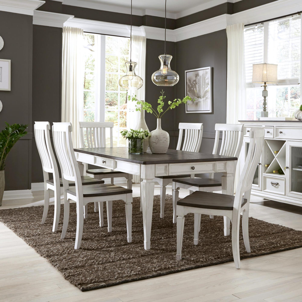 Allyson Park 7 Piece Rectangular Table Set - Furniture World