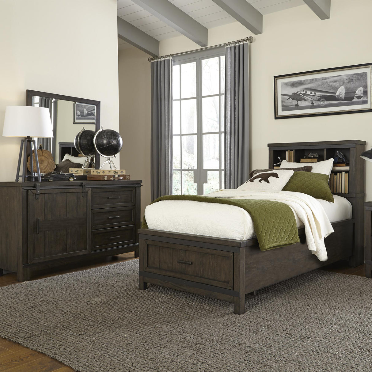 Thornwood Hills Full Bookcase Bed, Dresser & Mirror - Furniture World