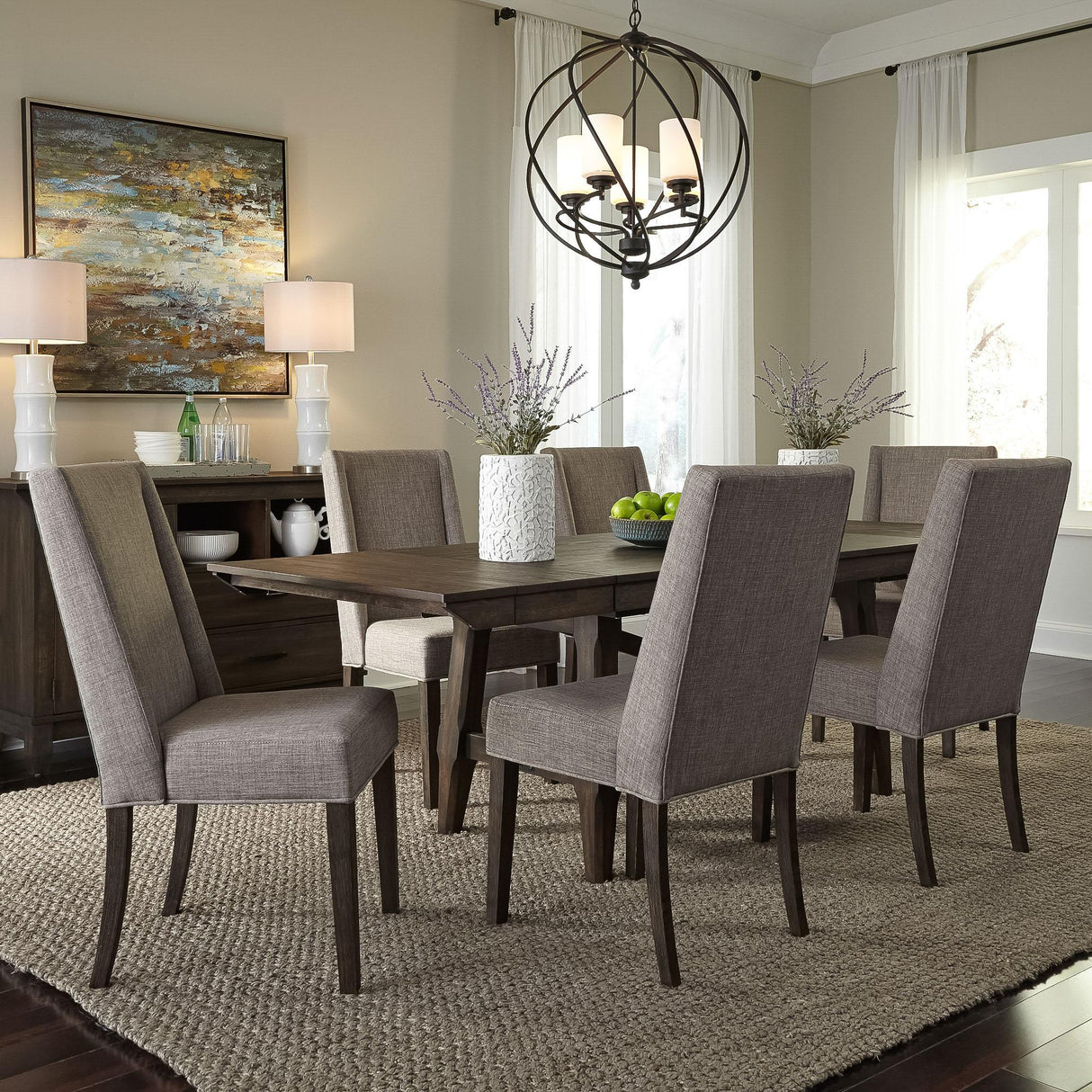 Double Bridge Opt 7 Piece Trestle Table Set - Furniture World