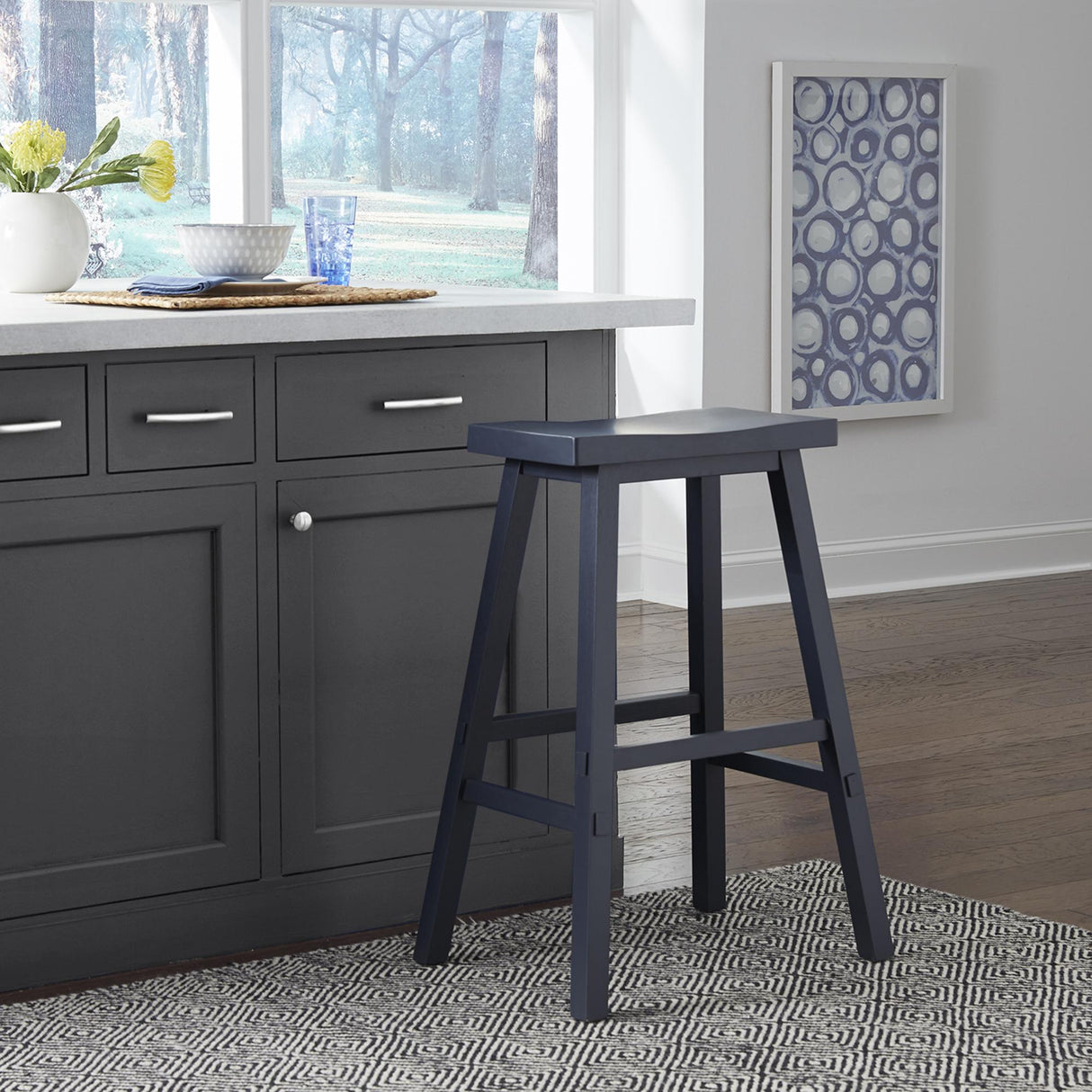 Creations 30 Inch Sawhorse Stool- Navy - Furniture World