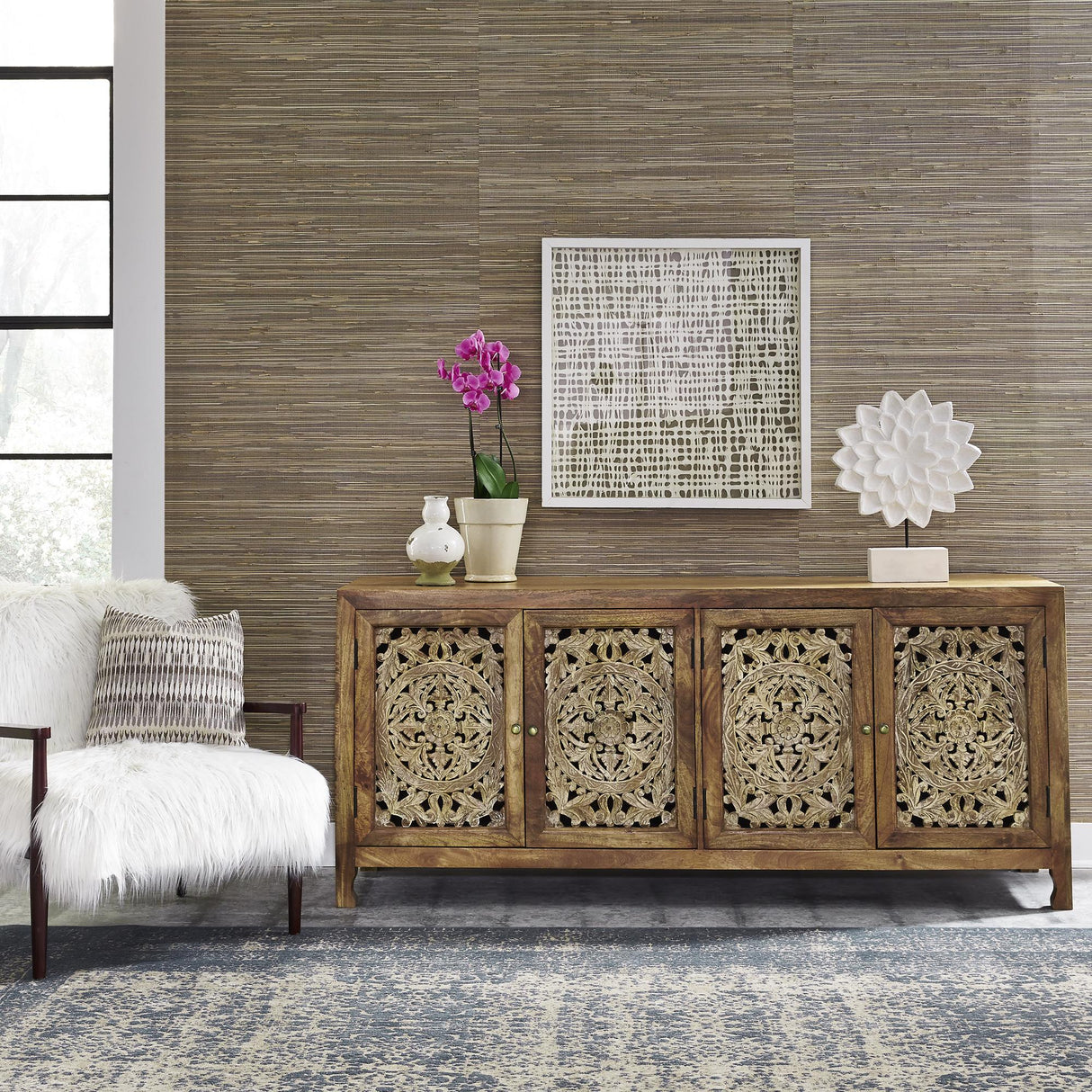 Marisol 74 Inch 4 Door Accent TV Stand - Furniture World