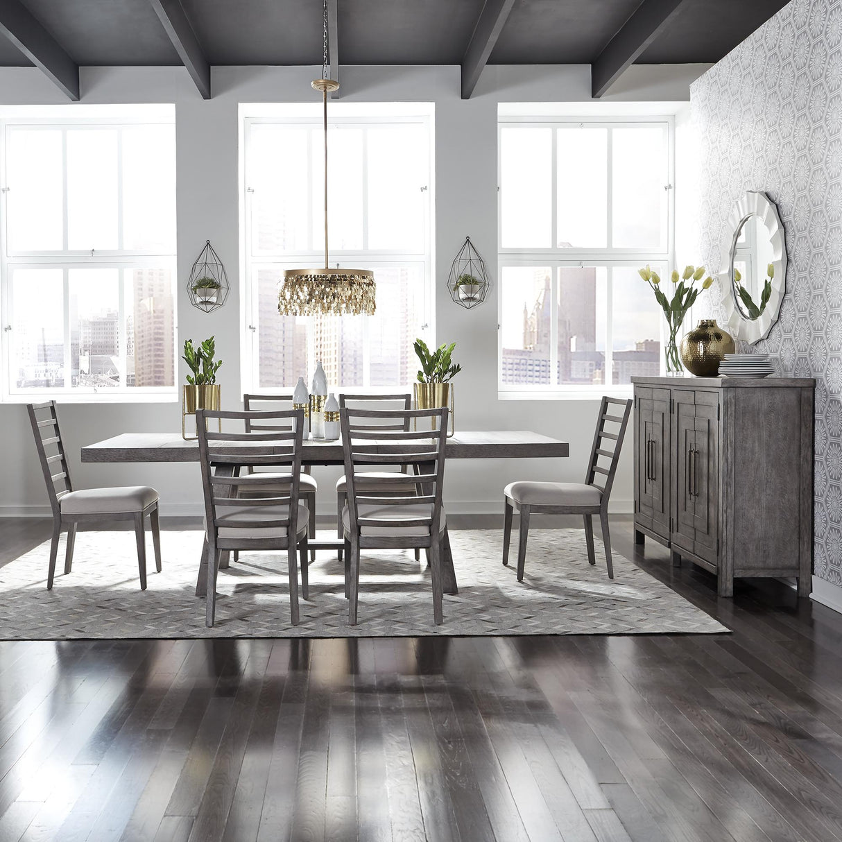 Modern Farmhouse 7 Piece Trestle Table Set - Furniture World