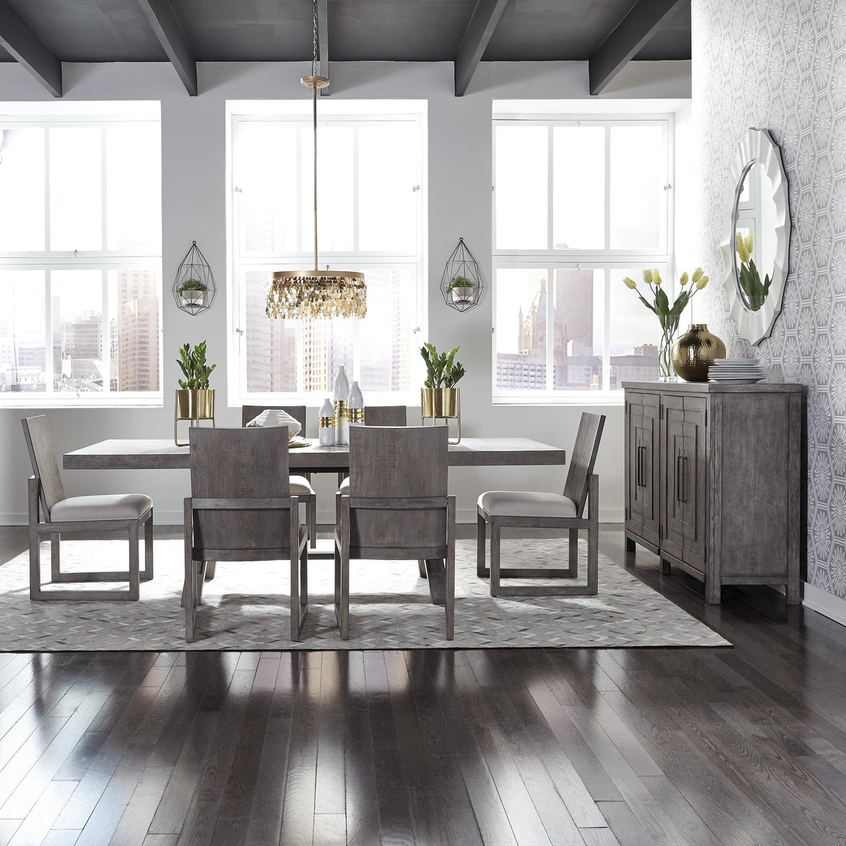 Modern Farmhouse Opt 7 Piece Trestle Table Set - Furniture World