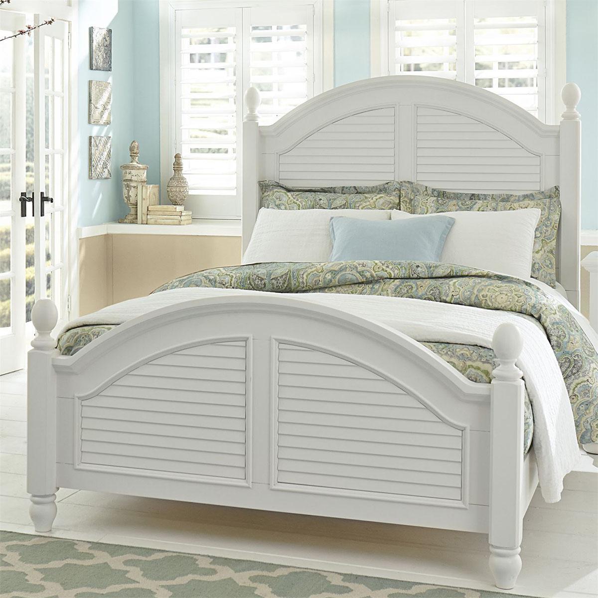 Liberty Furniture Summer House King Poster Bed in Oyster White - Furniture World