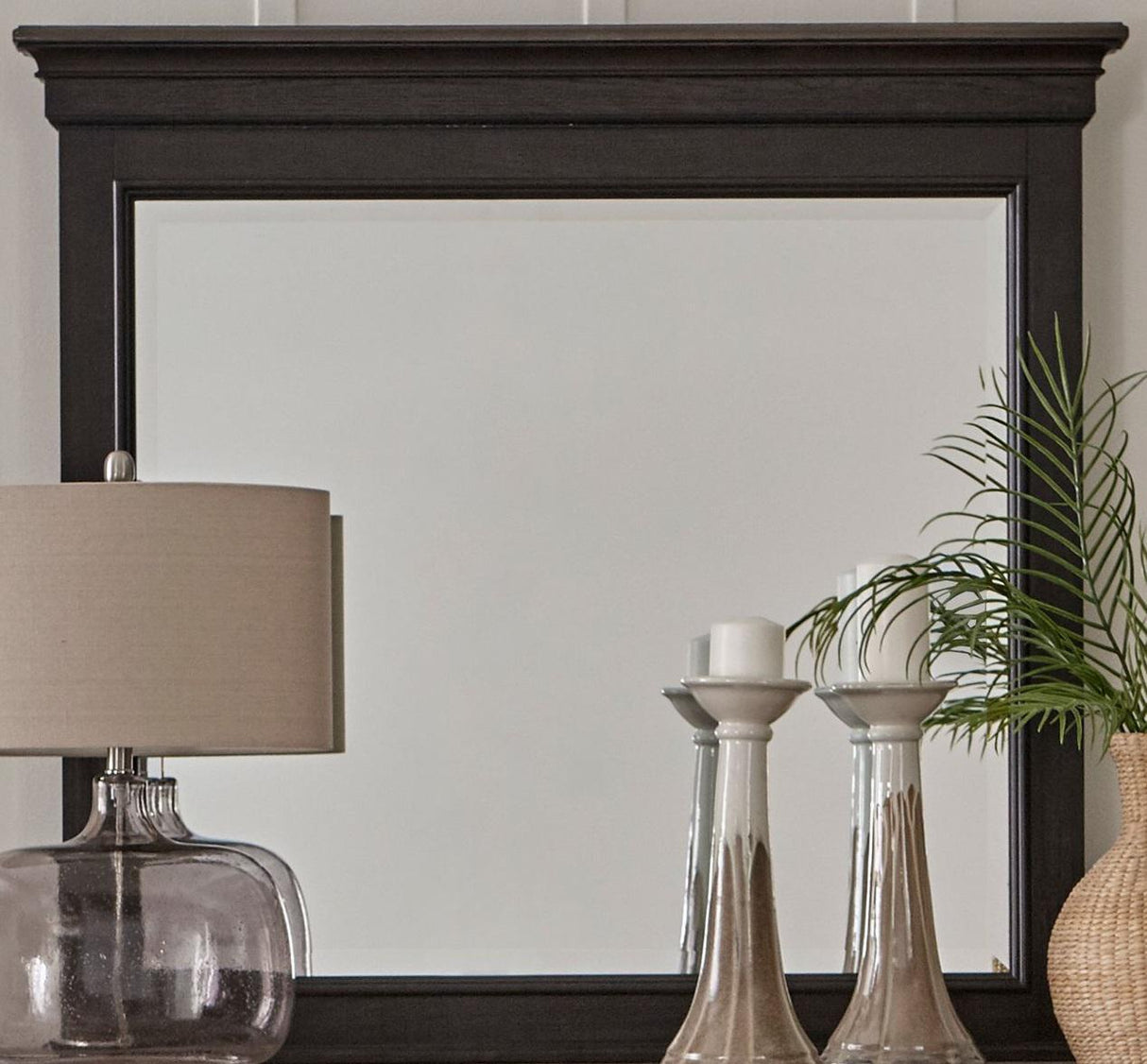Liberty Furniture Allyson Park Crown Mirror in Wirebrushed Black Forest - Furniture World