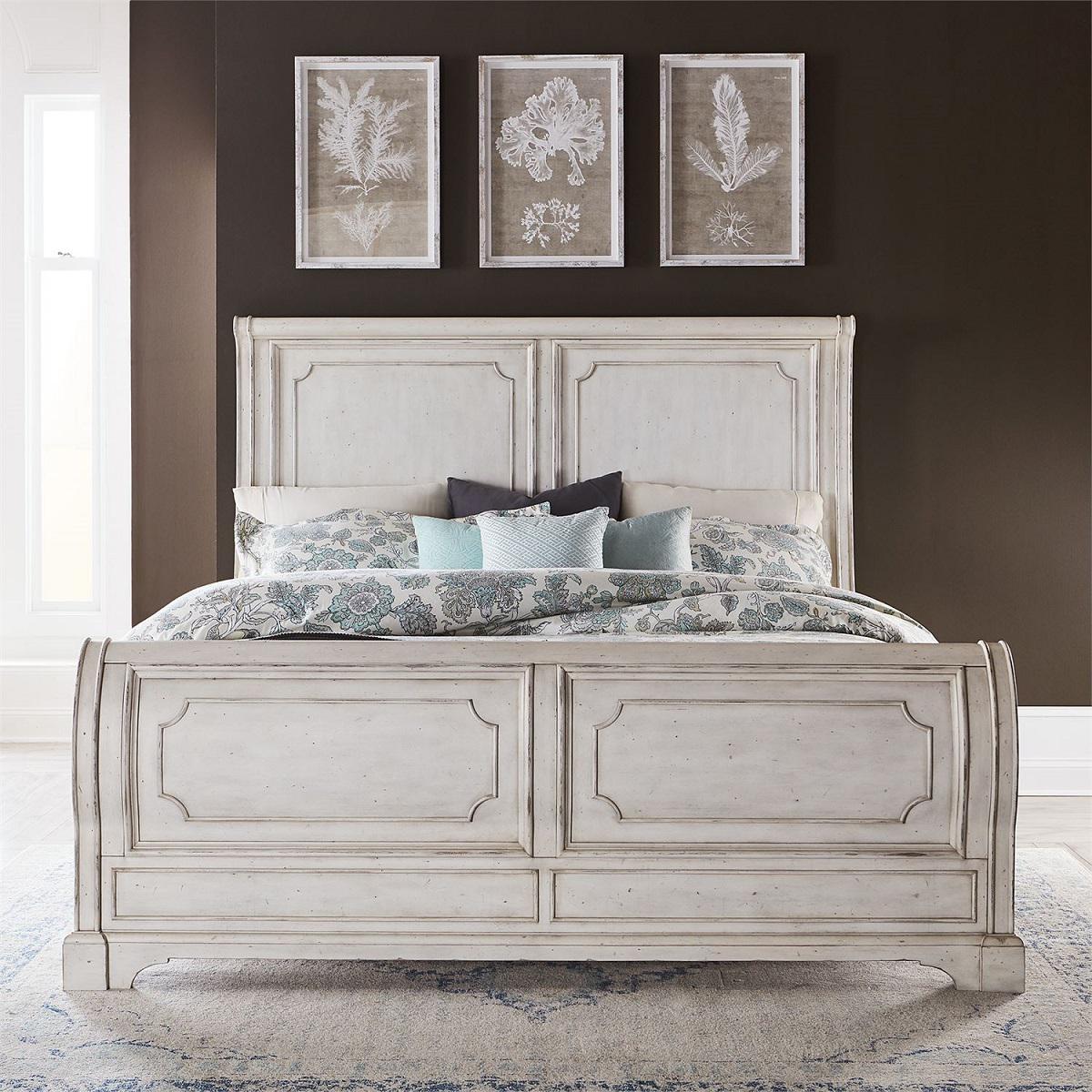 Liberty Abbey Road Queen Sleigh Bed in Porcelain White - Furniture World