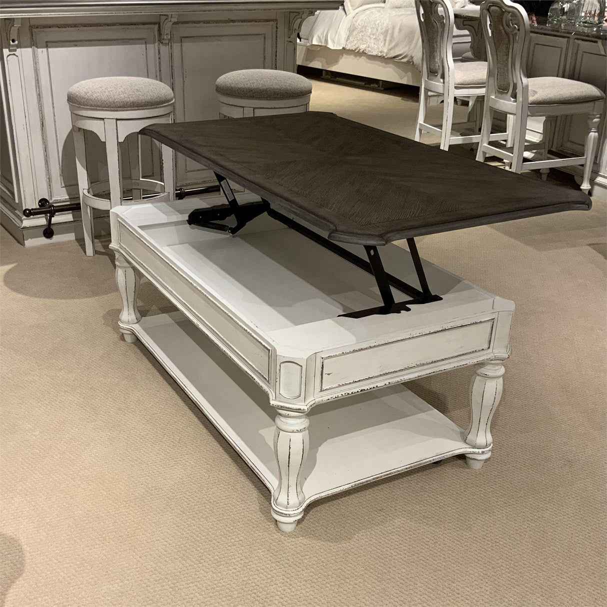 Liberty Magnolia Manor Lift Top Cocktail Table in Antique White - Furniture World