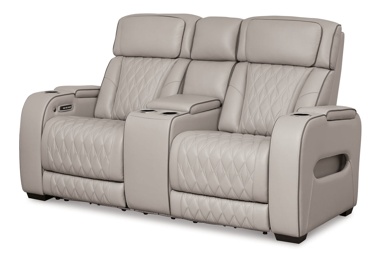 Boyington Power Reclining Loveseat with Console - Furniture World