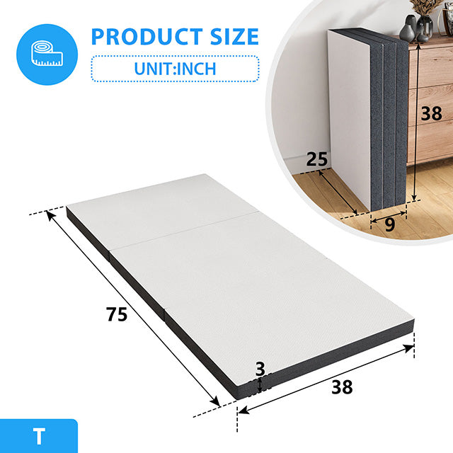 Hollyhock 3" Twin Tri-Fold Memory Foam Topper