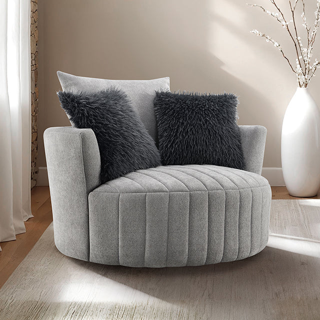 Hoople Channel Tufted Swivel Chair - Furniture World