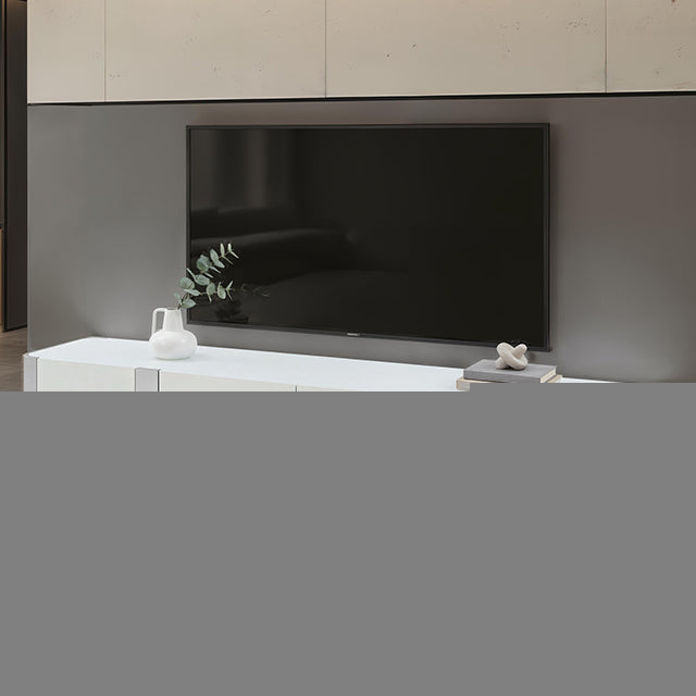 Larvik TV Stand White w/ Silver Frame - Furniture World