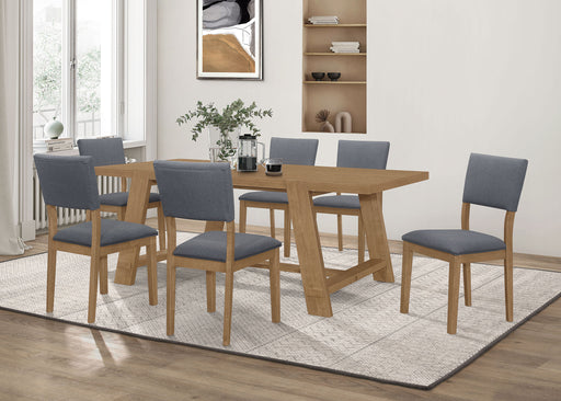 Sharon Rectangular Trestle Base Dining Table Set Blue and Brown - Furniture World