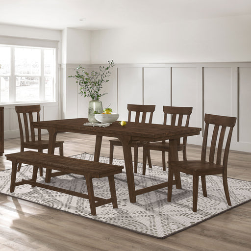 Reynolds Rectangular Dining Table Set Brown Oak - Furniture World