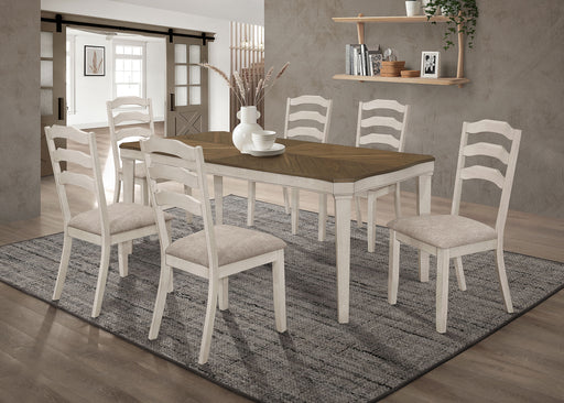 Ronnie Starburst Dining Table Set Khaki and Rustic Cream - Furniture World