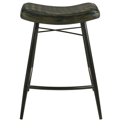 Bayu Leather Upholstered Saddle Seat Backless Counter Height Stool (Set of 2) - Furniture World