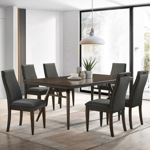 Wes Rectangular Dining Set Grey and Dark Walnut - Furniture World