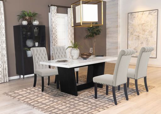 Sherry Rectangular Marble Top Dining Set - Furniture World