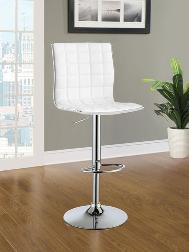 Ashbury Upholstered Adjustable Bar Stools White and Chrome (Set of 2) image