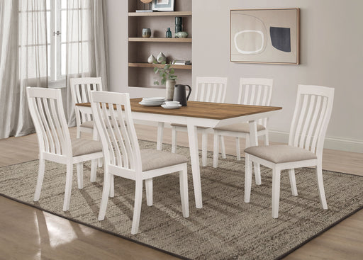 Anwar Rectangular Dining Table Set Natural Acacia and Off White - Furniture World