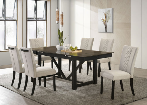 Malia Rectangular Dining Table Set with Refractory Extension Leaf Beige and Black - Furniture World