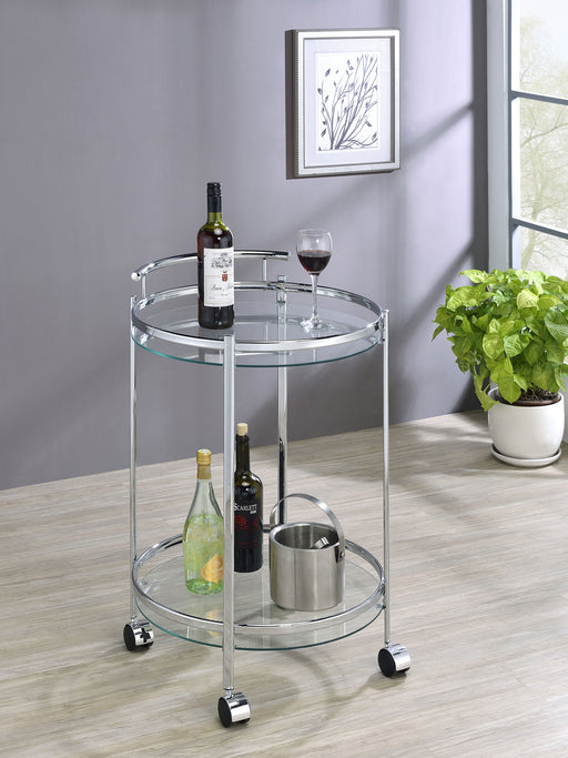 Chrissy 2-tier Round Glass Bar Cart - Furniture World