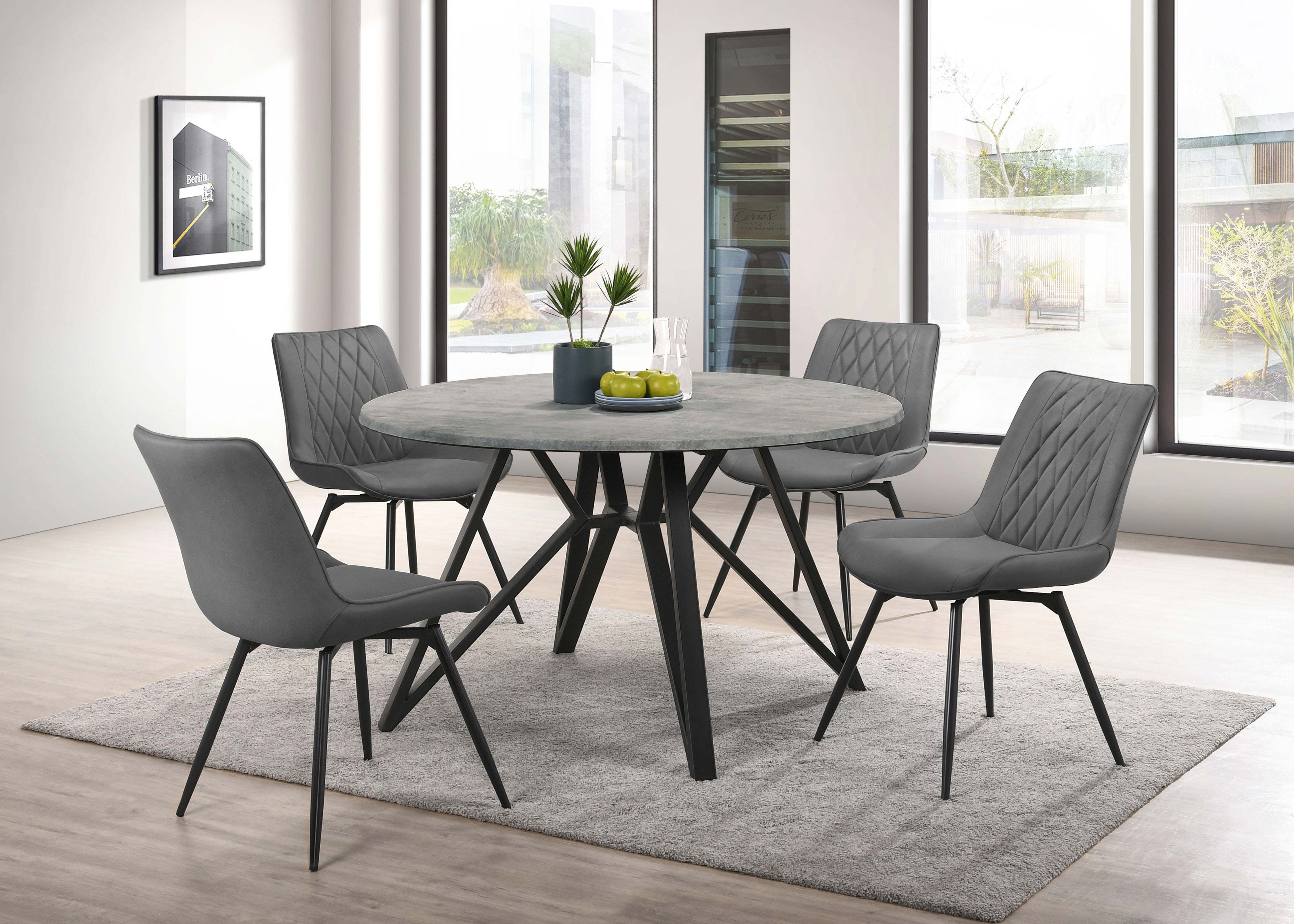 Neil 5-piece Round Dining Set Concrete And Grey — Furniture World