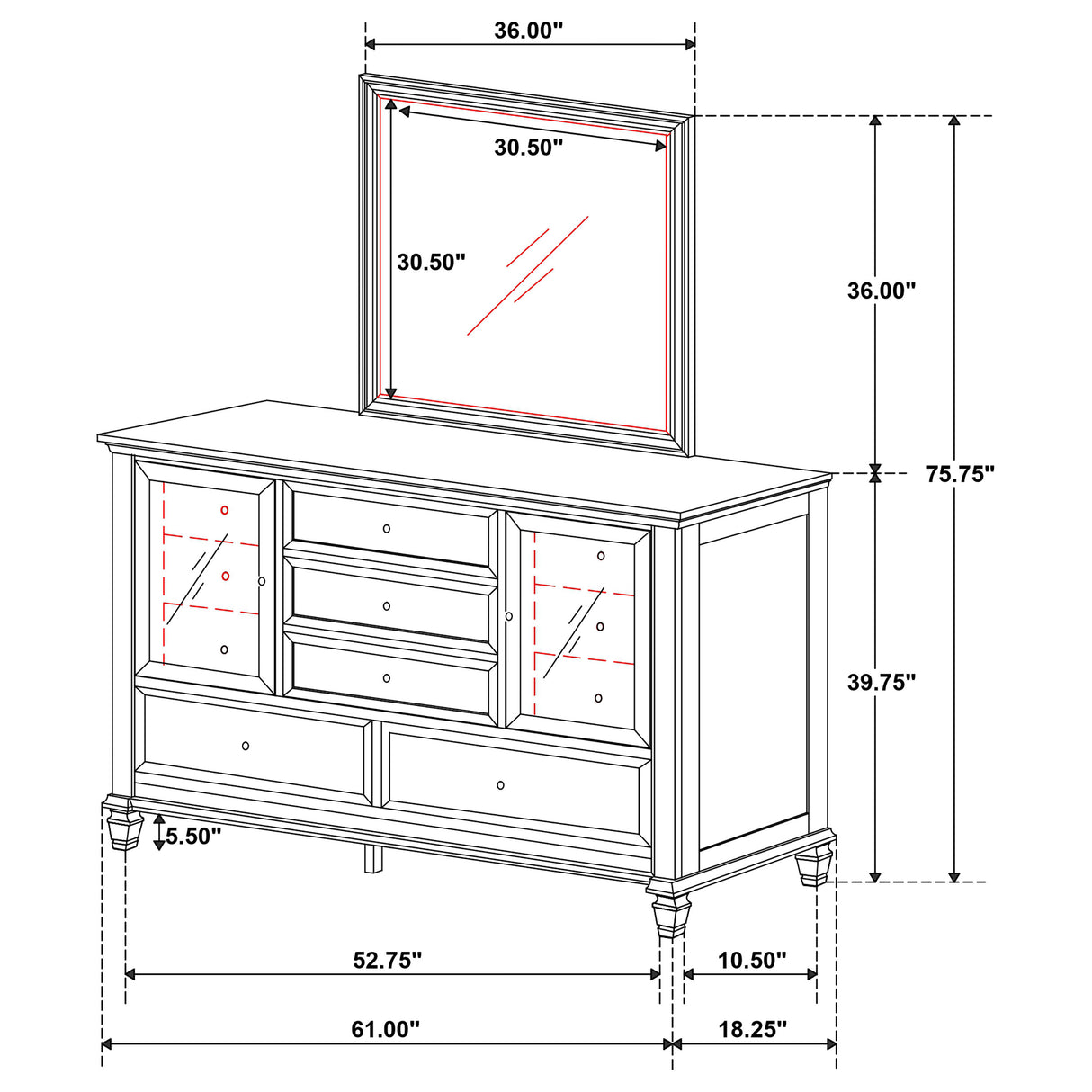 Sandy Beach Dresser with Mirror - Furniture World