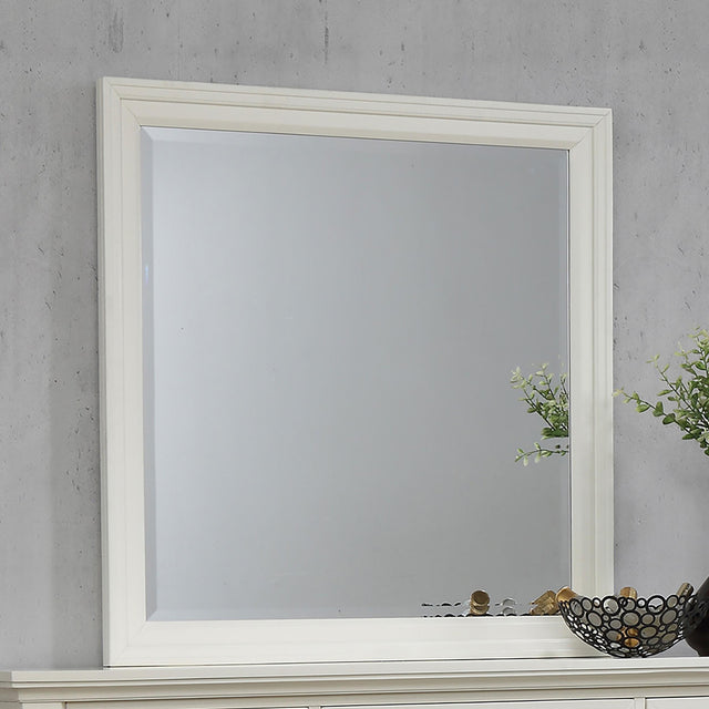 Sandy Beach Rectangular Dresser Mirror Cream White - Furniture World