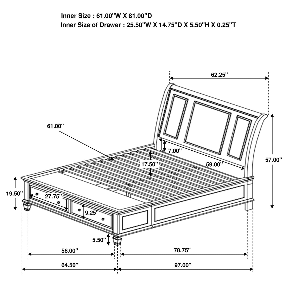 Sandy Beach Panel Platform Storage Bed - Furniture World