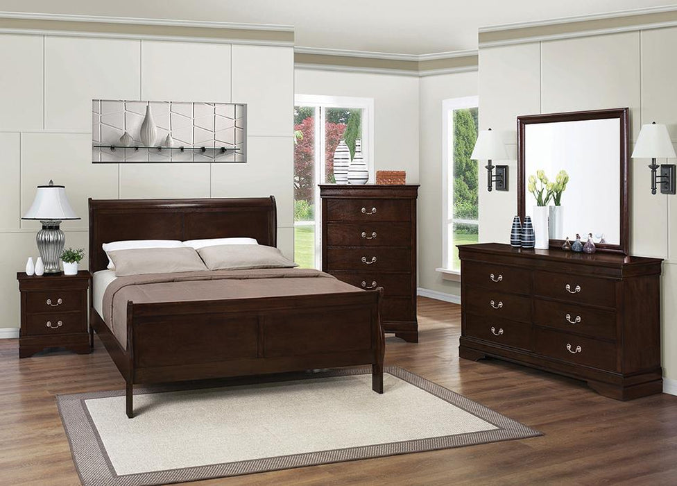 Louis Philippe 4 & 5 Piece Panel Bedroom Set with High Headboard E.king & Full - Furniture World