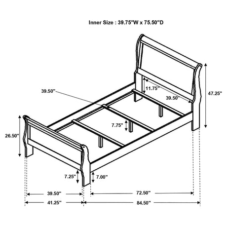 Louis Philippe Sleigh Panel Bed - Furniture World