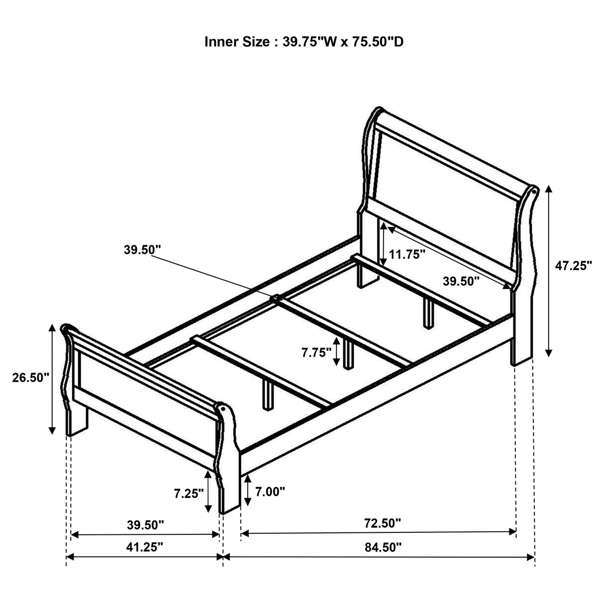 Louis Philippe Sleigh Panel Bed - Furniture World