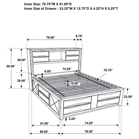 Briana Bookcase Platform Storage Bed - Furniture World