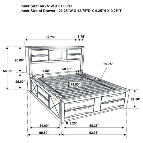 Briana Bookcase Platform Storage Bed - Furniture World