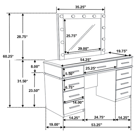 Felicity Makeup Vanity Table with LED Mirror - Furniture World