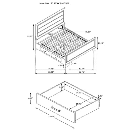 Kauffman Panel Platform Storage Bed - Furniture World