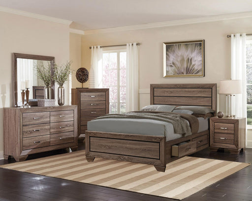 Kauffman Storage Bedroom Set with High Straight Headboard - Furniture World