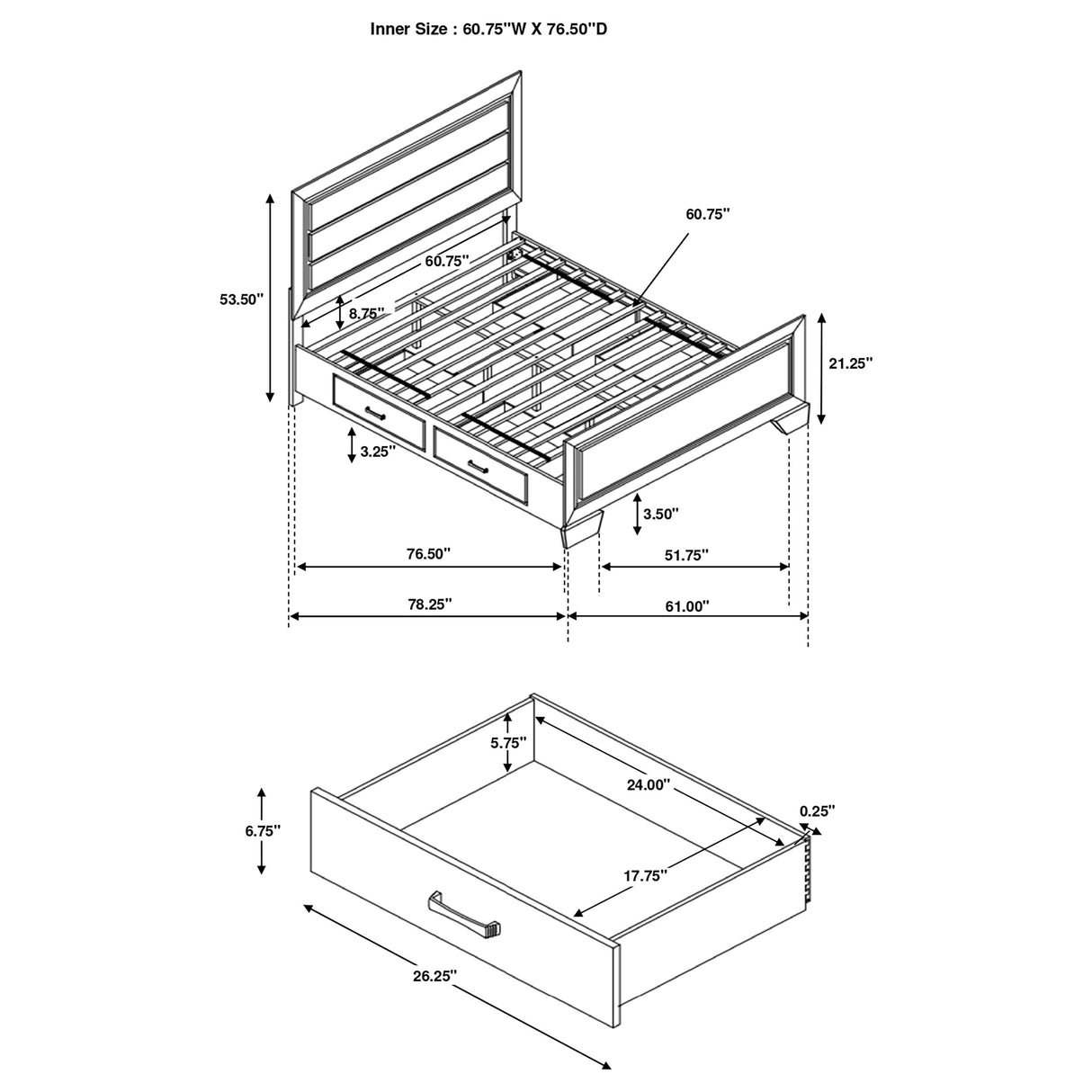 Kauffman Panel Platform Storage Bed - Furniture World