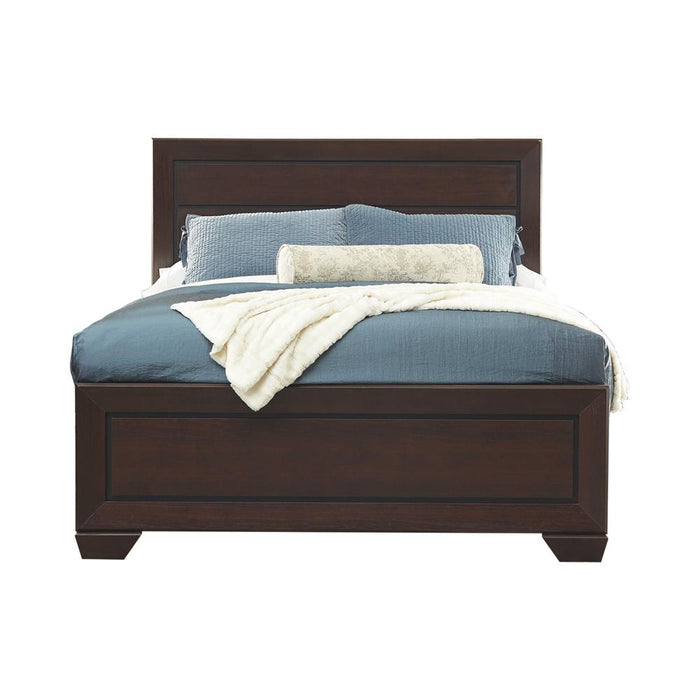 Kauffman California King, Eastren King, & Queen Panel Bed Dark Cocoa - Furniture World
