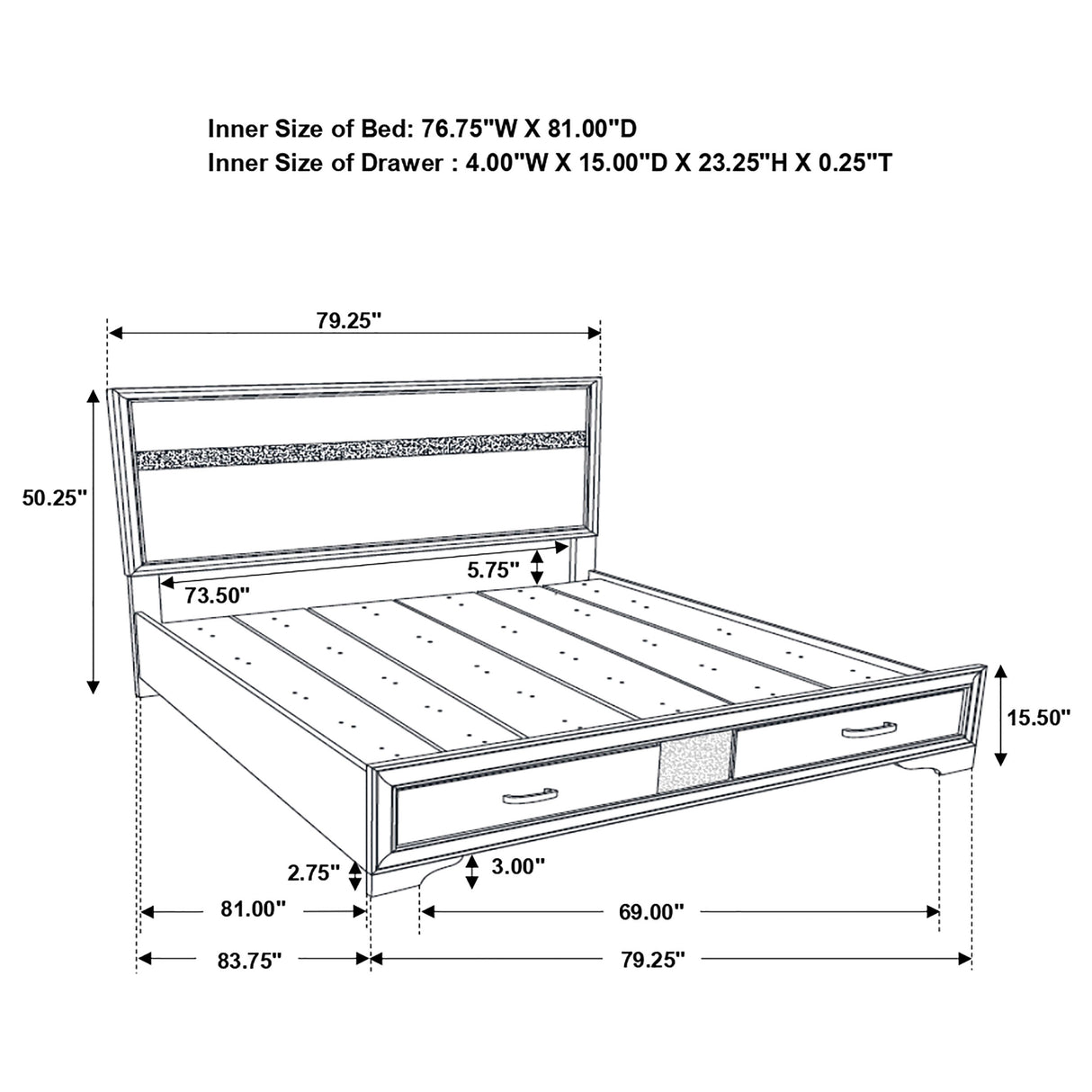 Miranda Panel Platform Storage Bed - Furniture World