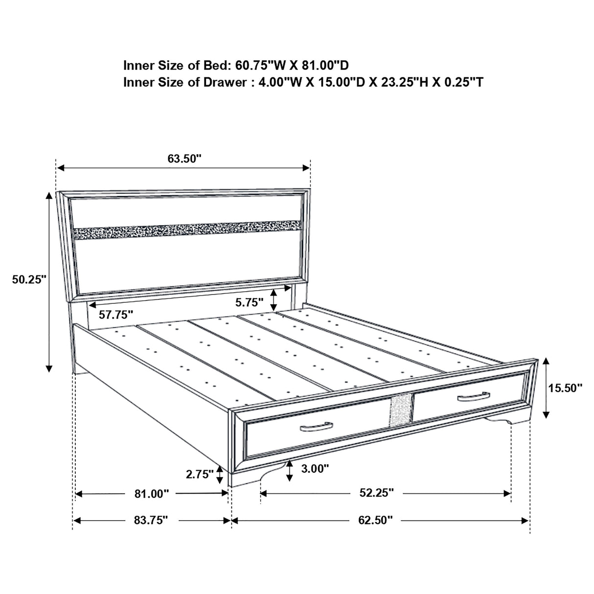 Miranda Panel Platform Storage Bed - Furniture World