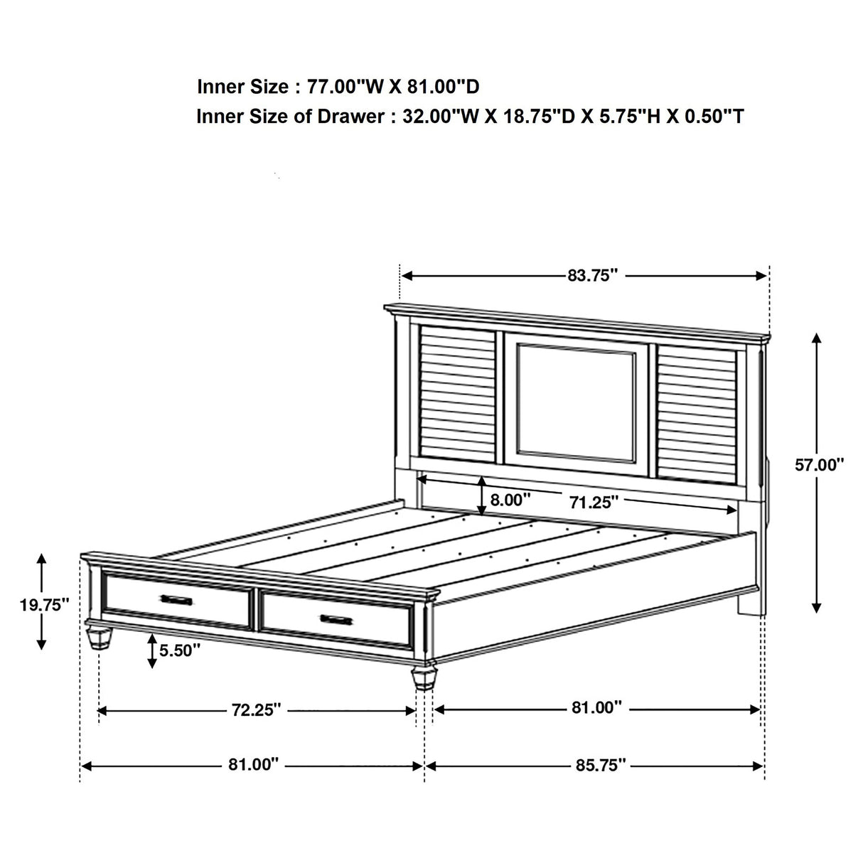 Franco Panel Platform Storage Bed - Furniture World